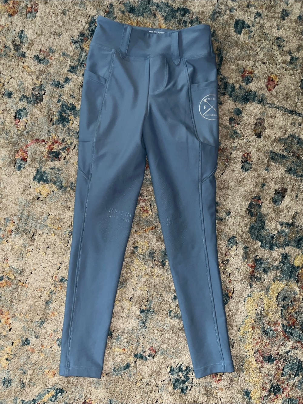 Girls' Athletic Leggings with Side Pockets - Slate Blue